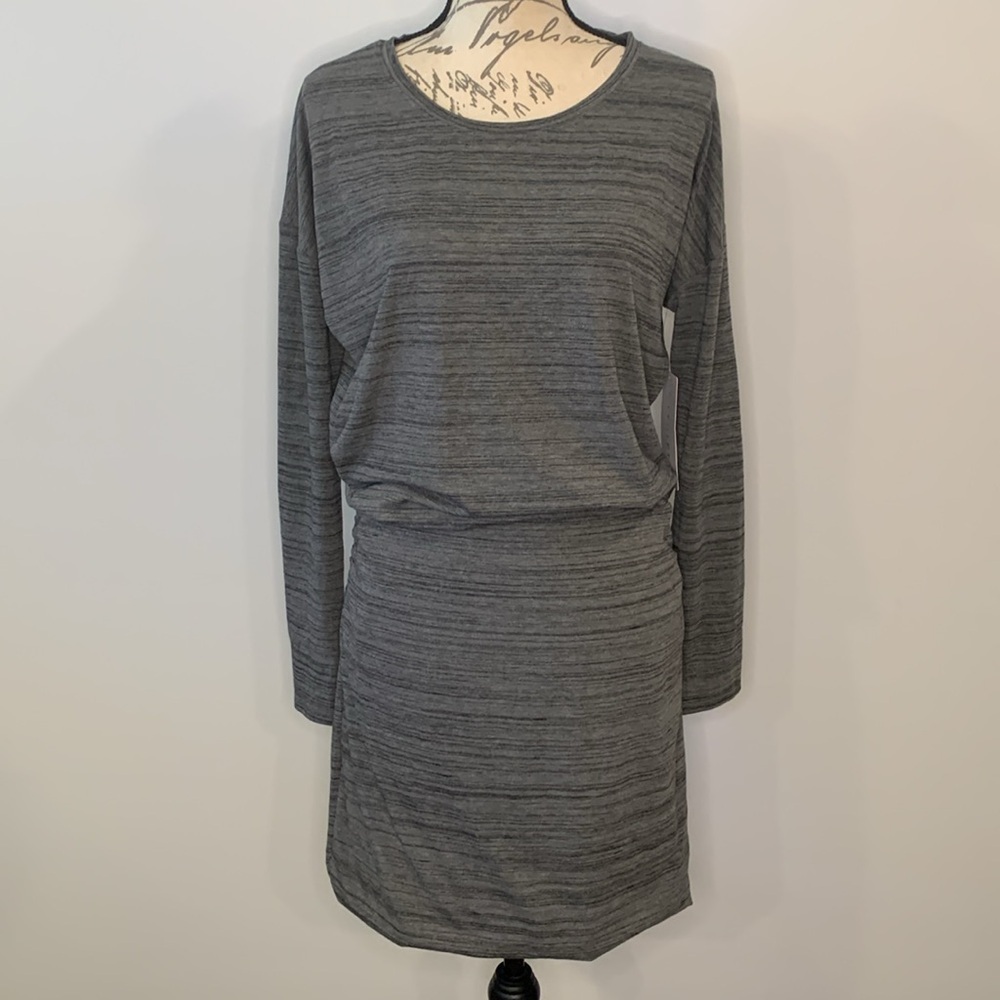 NWT Athleta ‘Avenues’ long sleeve soft stretch knit dress with side ruching M - Picture 4 of 11
